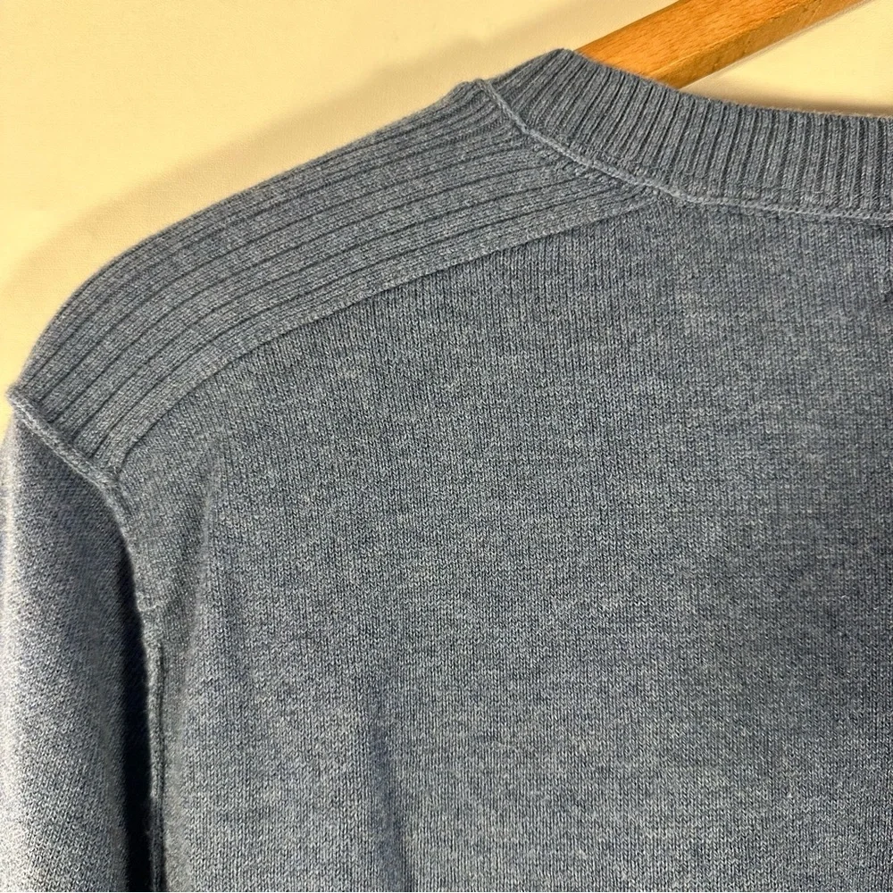 Banana Republic Cotton Cashmere Men's Blue Heather V-Neck Sweater